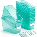 Geetery Plastic Book Bins for Classroom, 12 Pcs, Blue-Green