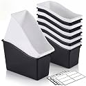 Geetery Plastic Book Bins for Classroom, 24 Pcs, Black, White