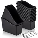 Geetery Plastic Book Bins for Classroom, 6 Pcs, Black