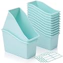 Geetery Plastic Book Bins for Classroom, 6 Pcs, Teal Color