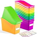Geetery Plastic Book Bins for Classroom, 6 Pcs, Bright Color