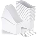 Geetery Plastic Book Bins for Classroom, 6 Pcs, White