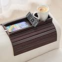 GEHE Bamboo Couch Cup Holder, Anti-Spill Sofa Arm Tray, Natural and Easy to Clean Couch Arm Cup Holder Armrest Tray Perfect for Cups, Beers, Snacks, Remote Control, Drinks
