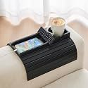 GEHE Bamboo Couch Cup Holder, Anti-Spill Sofa Arm Tray, Natural and Easy to Clean Couch Arm Cup Holder Armrest Tray Perfect for Cups, Beers, Snacks, Remote Control, Drinks