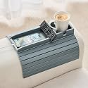 GEHE Bamboo Couch Cup Holder, Anti-Spill Sofa Arm Tray, Natural and Easy to Clean Couch Arm Cup Holder Armrest Tray Perfect for Cups, Beers, Snacks, Remote Control, Drinks