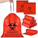 Geiserailie 140 Pcs Red Biohazard Bags 10 Gallon Bio Hazard Trash Bags 24"
