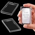 Geiserailie Silver Bar Holder Case, Clear Acrylic Gold, 2 Pcs, 5 oz