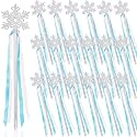 Gejoy 12 Pcs Winter Snowflake Wand Silver Snowflake Magic Wand