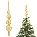 Gejoy 15 Inch Mercury Glass Finial Christmas Tree Topper, Gold