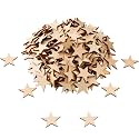 Gejoy 300 Pcs Wood Stars for Crafts Blank Cutouts, 1-1/4 Inch