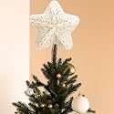Gejoy 6 Inch Mini Christmas Knitted Star Tree Topper for Xmas Home Decor
