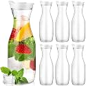 Gejoy 6 Pcs Plastic Water Carafe with Lid 32 Oz Clear,White Cap
