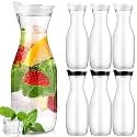 Gejoy 6 Pcs Plastic Water Carafe with Lid 32 Oz Clear,White, Black Cap