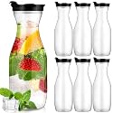 Gejoy 6 Pcs Plastic Water Carafe with Lid 32 Oz Clear,Black Cap