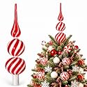 Gejoy Mercury Glass Christmas Tree Topper Finials Ornament Candy Peppermint