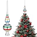 Gejoy Mercury Glass Christmas Tree Topper Finials Ornaments Silver Decor