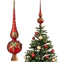 Gejoy Mercury Glass Christmas Tree Topper Finials Ornaments Poinsettia