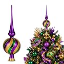 Gejoy Mercury Glass Christmas Tree Topper Finials Ornament Mardi Gras Decor