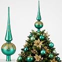 Gejoy Mercury Glass Christmas Tree Topper Finials Ornaments Teal Green