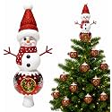 Gejoy Mercury Glass Christmas Tree Topper Finials Ornaments Cute Snowman