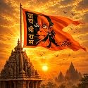 Gejuff Fashin Bajrangbali Pataka/Hanuman Flag - Big Size Print with Jai Shree Ram, Bhagwa Design, and Gota Border - Perfect for Devotional Display Outdoors! ((40x50) Inch)