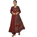 Gekha Women39s Red Cotton Printed Flared Kurta