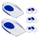 Gel Heel Cushions for Heel Pain Relief (3 Pairs) Plantar Fasciitis Heel Cups | Silicone Cup Pads for Heel Spurs | Heel Pain Relief Insoles for Sore or Bruised Feet | Blue Heel Pads for Women