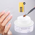 GELLEN Clear Builder Gel for Nails, 30g Durable Hard Gel with 20 Pcs Forms