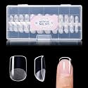 Gellen Extra Short Square Nail Tips, 504PCS Clear Full Cover, 12 Sizes