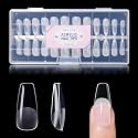 Gellen Medium Coffin Nail Tips, 504PCS Clear Full Cover Soft Gel, 12 Sizes