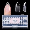 Gellen Short Almond Nail Tips, 504PCS Clear Full Cover Soft Gel, 12 Sizes