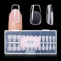 Gellen Short Coffin Nail Tips, 504PCS Clear Full Cover Soft Gel, 12 Sizes