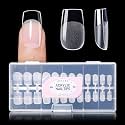 Gellen Short Square Nail Tips, 504PCS Clear Full Cover Soft Gel, 12 Sizes