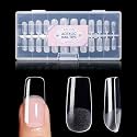 Gellen Square Nail Tips, 504PCS Clear Full Cover Soft Gel Tips, 12 Sizes
