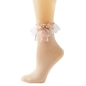 Gellwhu Lace Ruffle Frilly Ankle Socks for Women - Cute Kawaii Lolita Socks with Bow