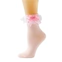 Gellwhu Lace Ruffle Frilly Ankle Socks for Women - Cute Kawaii Lolita Socks with Bow