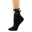 Gellwhu Lace Ruffle Frilly Ankle Socks for Women - Cute Kawaii Lolita Socks with Bow