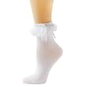 Gellwhu Lace Ruffle Frilly Ankle Socks for Women - Cute Kawaii Lolita Socks with Bow