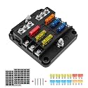 Geloo 12V Fuse Block for Boat, 6 Way Marine Fuse Block with LED Indicator