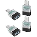 GELRHONR Black USB C to USB 3.0 Adapter 10Gbps,OTG with LED Indicator,4Pack