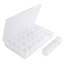 Gem Organizer, Segbeauty Clear Bead Container 28 Compartments with Secure Lids, Removable Tiny Jewelry Storage Box, Transparent Jewelry Organizer for Seeds Craft Making Accessories