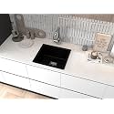 GEM Quartz Kitchen Sink 16x18X9 Inches Black Color With Waste Coupling & Waste Pipe | Sound Proof Single Big Bowl Matt Finish Modern Granite Sink for Kitchen Basin