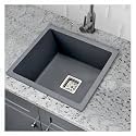 GEM Quartz Kitchen Sink 16x18X9 Inches Grey Color With Waste Coupling &amp; Waste Pipe | Sound Proof Single Big Bowl Matt Finish Modern Granite Sink for Kitchen Basin