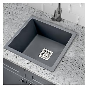 gem quartz kitchen sink 21x18x9 inches grey color with waste coupling amp waste pipe  sound proof single big bowl matt finish modern granite sink for kitchen basin