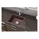 GEM Quartz Kitchen Sink 21x18X9 Inches Choco Brown Color With Waste Coupling &amp; Waste Pipe | Sound Proof Single Big Bowl Matt Finish Modern Granite Sink for Kitchen Basin