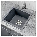 GEM Quartz Kitchen Sink 21x18X9 Inches Grey Color With Waste Coupling &amp; Waste Pipe | Sound Proof Single Big Bowl Matt Finish Modern Granite Sink for Kitchen Basin