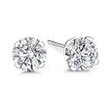 Gem Stone King 14K Gold Lab Diamond Stud Earrings