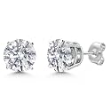 Gem Stone King 14K Gold Lab Diamond Stud Earrings