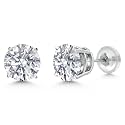 Gem Stone King 14K Gold Lab Diamond Stud Earrings