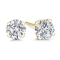 Gem Stone King 14K Gold Lab Diamond Stud Earrings